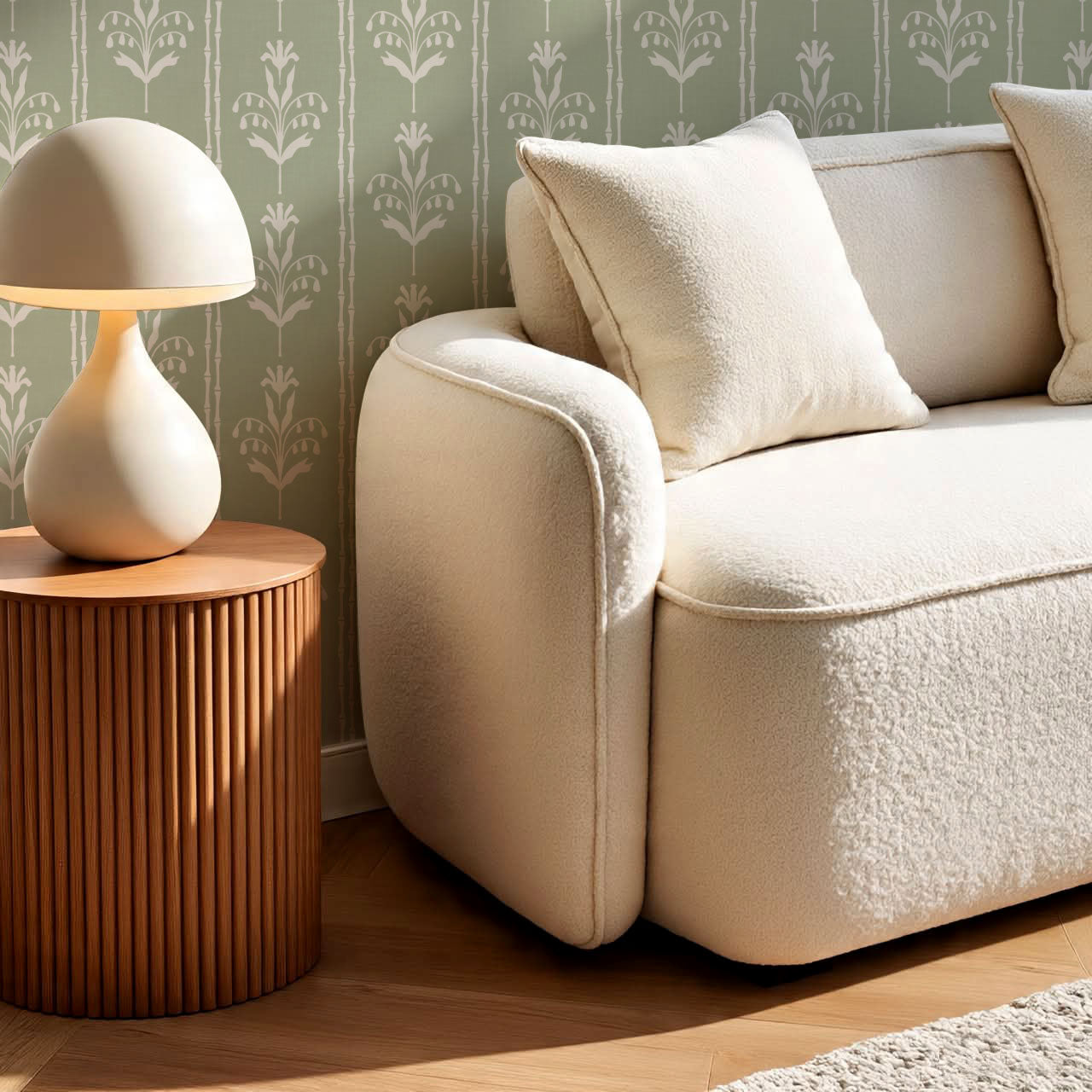 Theresa Large Floral Stripes Sage Wallpaper