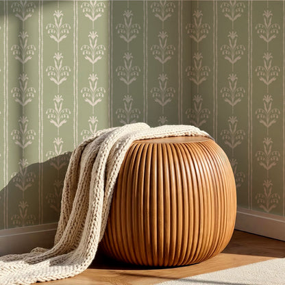 Theresa Large Floral Stripes Sage Wallpaper