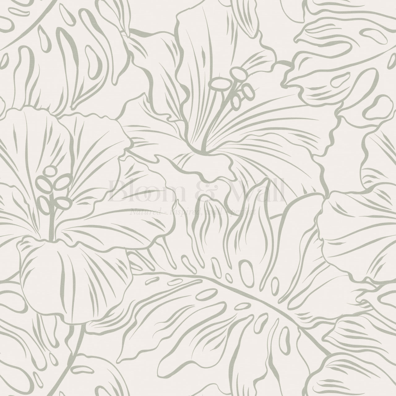 Tiana Large Monstera Cream Sage Wallpaper