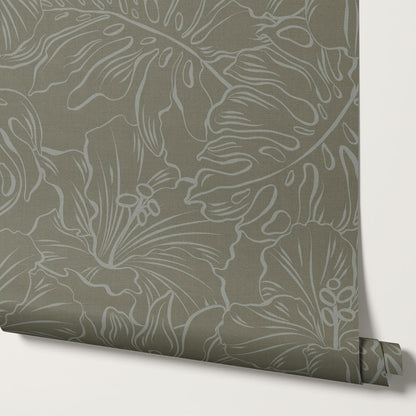 Tiana Large Monstera Moss Sage Wallpaper