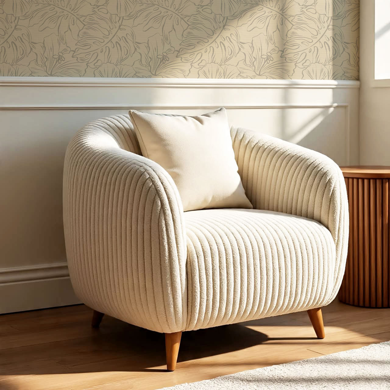 Tiana Large Monstera Beige Gray Wallpaper