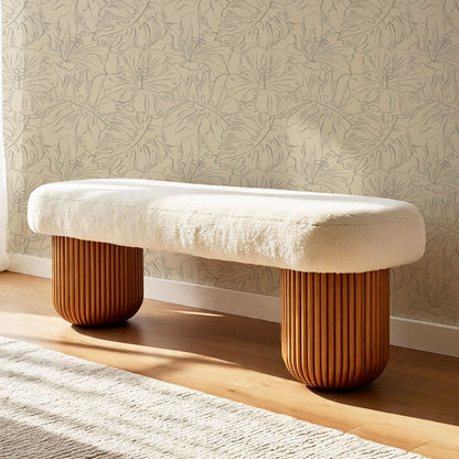 Tiana Large Monstera Beige Gray Wallpaper