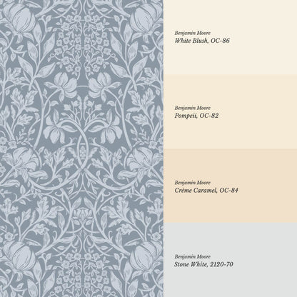 Tiphaine Vintage Twining Blooms Blue Sky Wallpaper