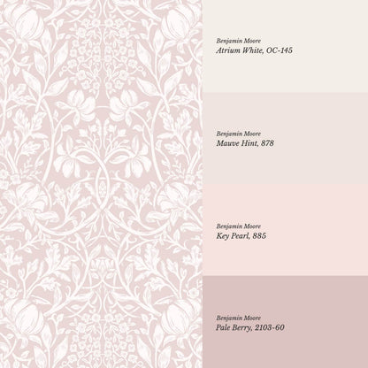 Tiphaine Vintage Twining Blooms Pink Blush Wallpaper