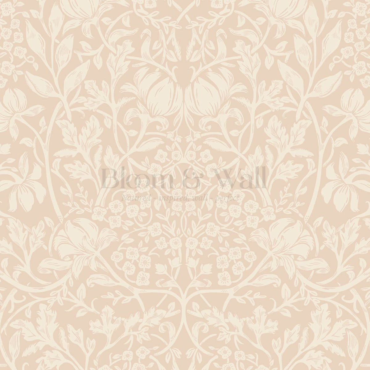 Tiphaine Vintage Twining Blooms Peach Ivory Wallpaper