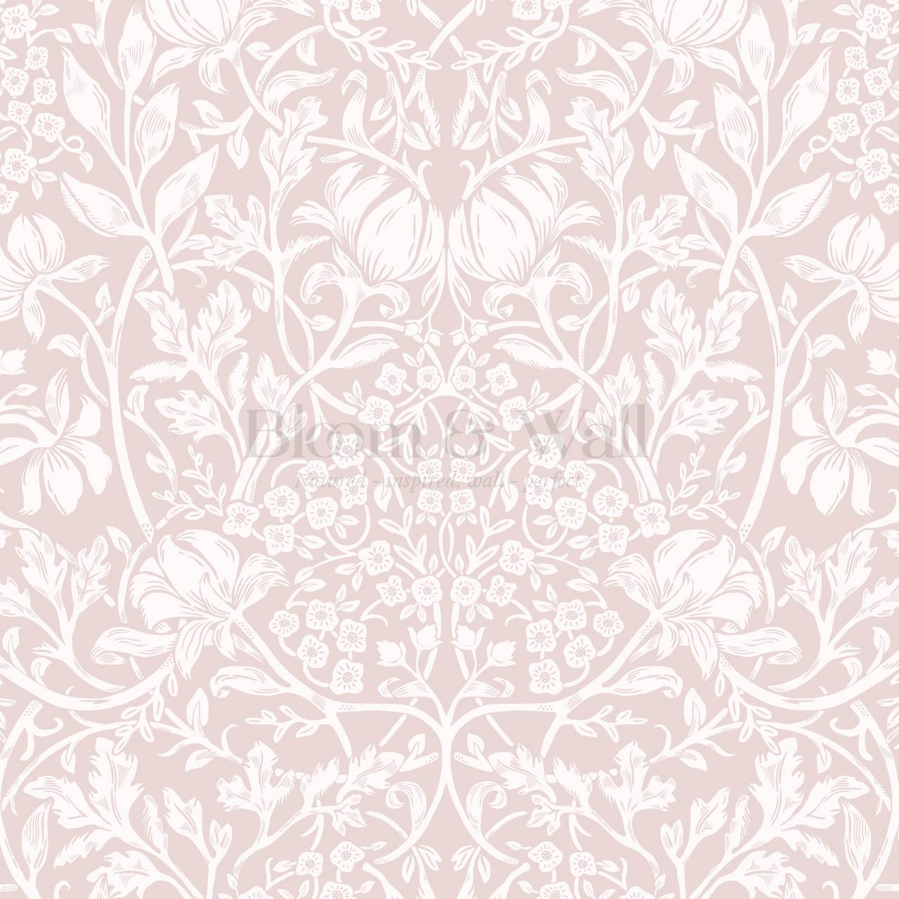 Tiphaine Vintage Twining Blooms Pink Blush Wallpaper