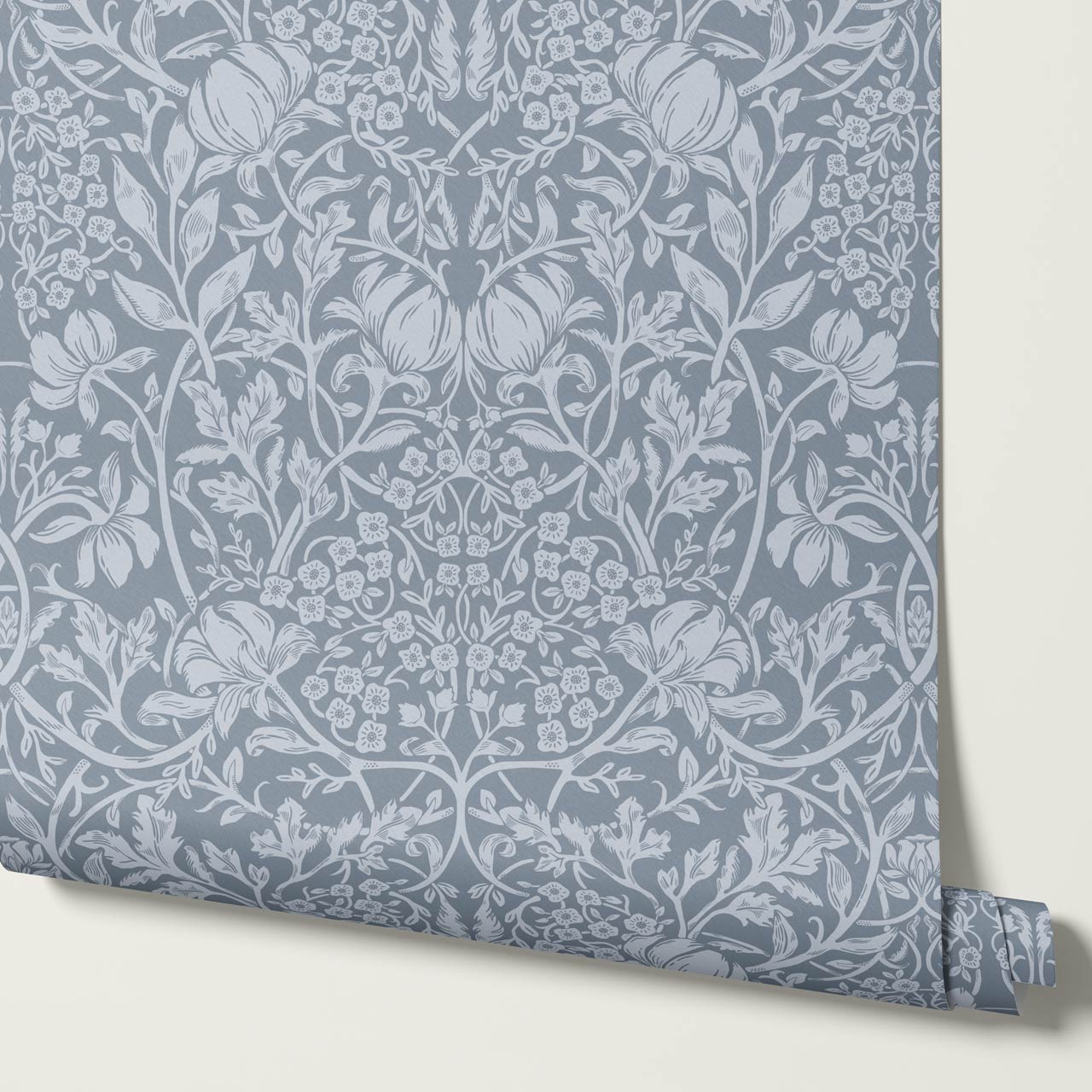 Tiphaine Vintage Twining Blooms Blue Sky Wallpaper