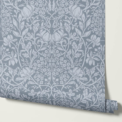 Tiphaine Vintage Twining Blooms Blue Sky Wallpaper