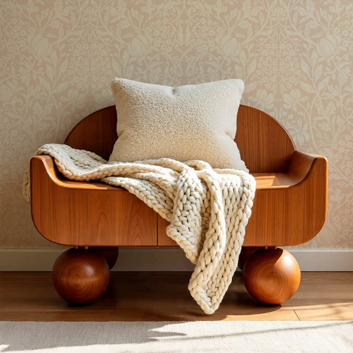 Tiphaine Vintage Twining Blooms Peach Ivory Wallpaper