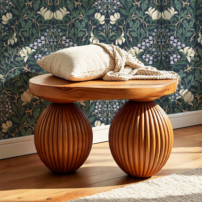 Tiphaine Vintage Twining Blooms Navy Green Wallpaper