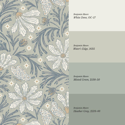 Titi Cosmos and Stars Deep Seaglass Cream Wallpaper