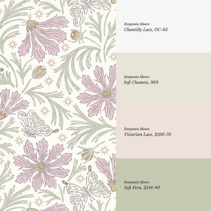 Titi Cosmos and Stars Soft Sage Pink Wallpaper