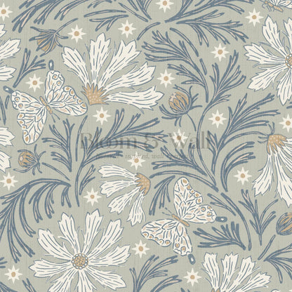 Titi Cosmos and Stars Deep Seaglass Cream Wallpaper