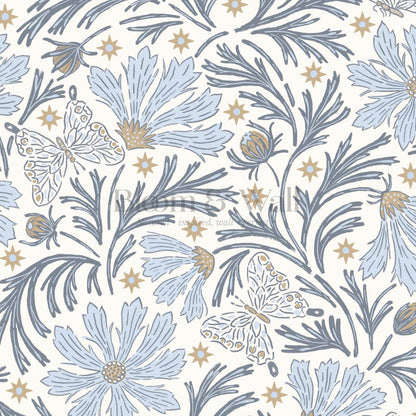 Titi Cosmos and Stars Sky Blue Cream Wallpaper