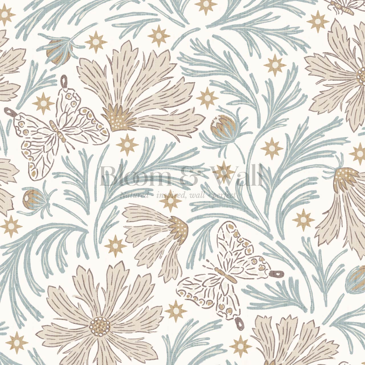 Titi Cosmos and Stars White Seaglass Beige Wallpaper