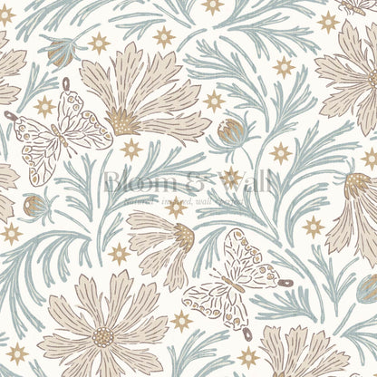 Titi Cosmos and Stars White Seaglass Beige Wallpaper