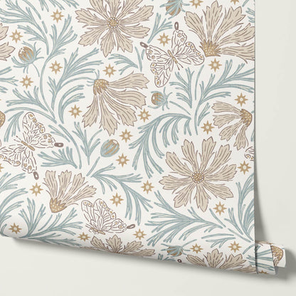 Titi Cosmos and Stars White Seaglass Beige Wallpaper