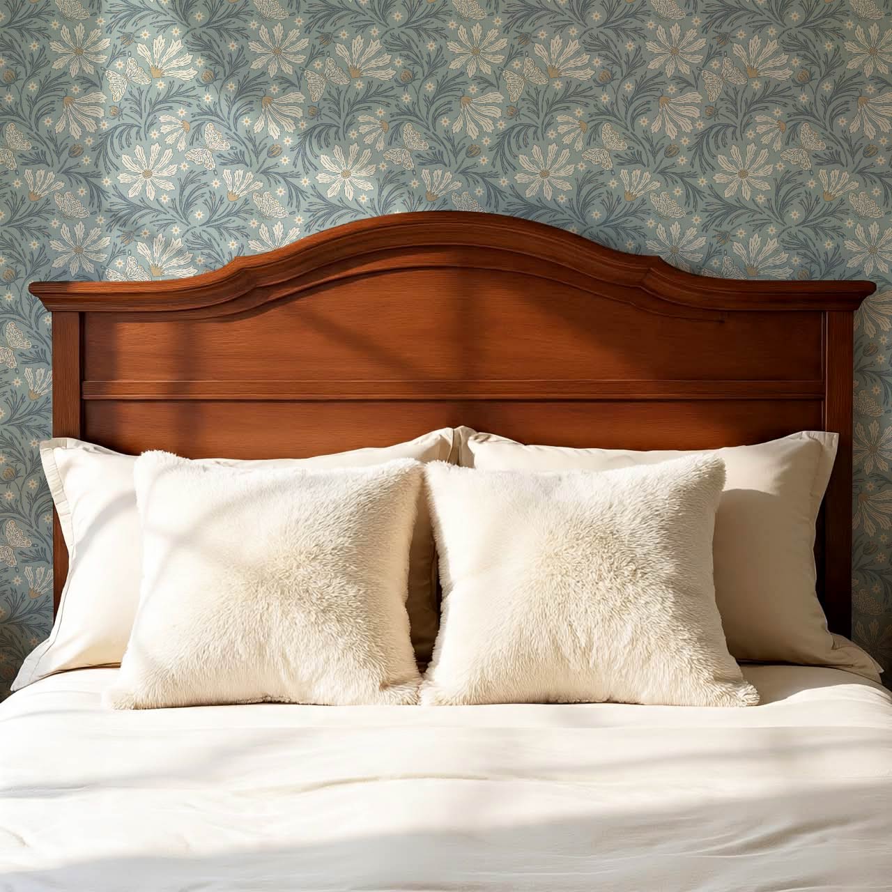 Titi Cosmos and Stars Slate Blue Cream Wallpaper