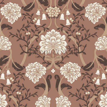Triin Chrysanthemum Floral Cocoa Cream Wallpaper