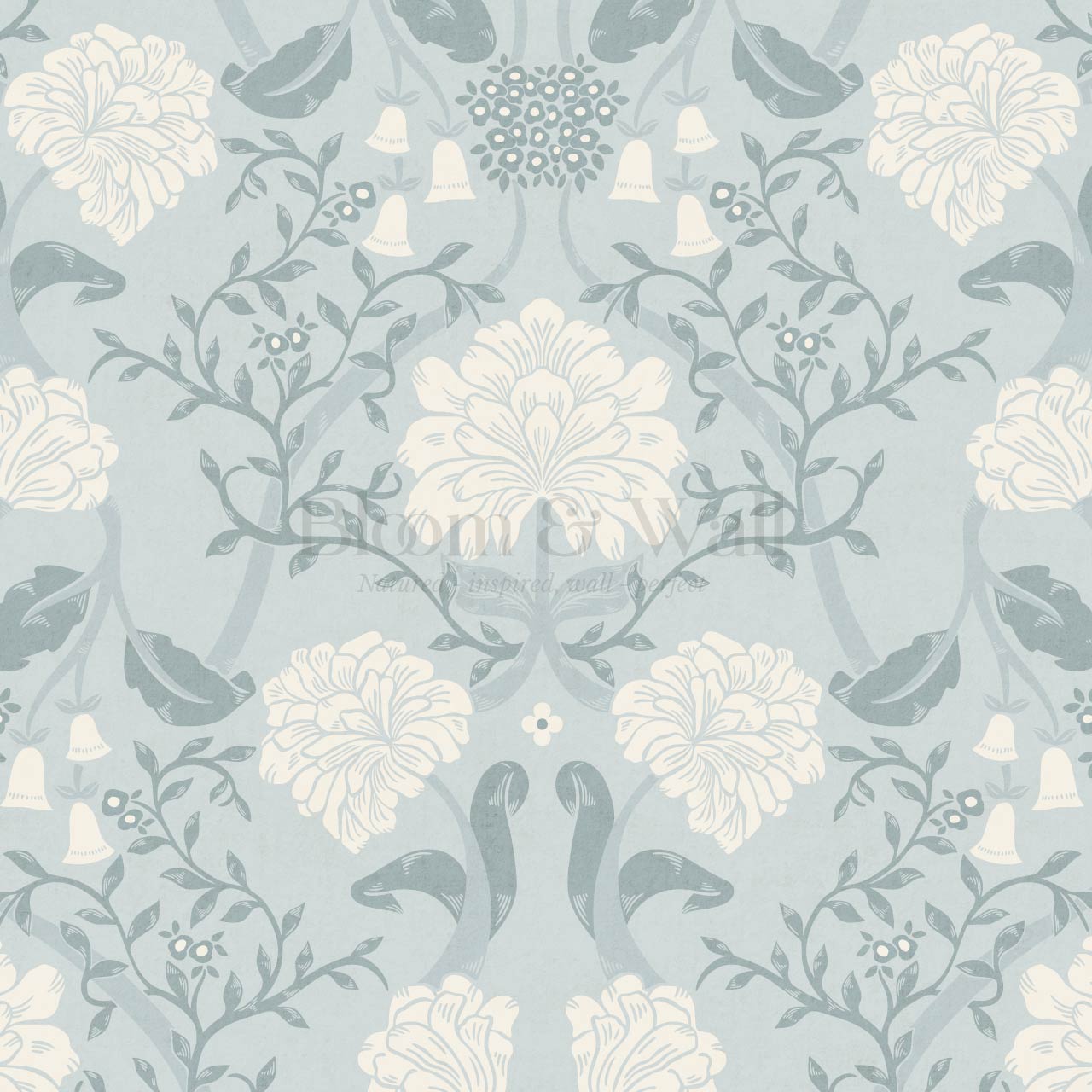 Triin Chrysanthemum Floral Sea Glass Cream Wallpaper