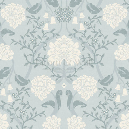 Triin Chrysanthemum Floral Sea Glass Cream Wallpaper