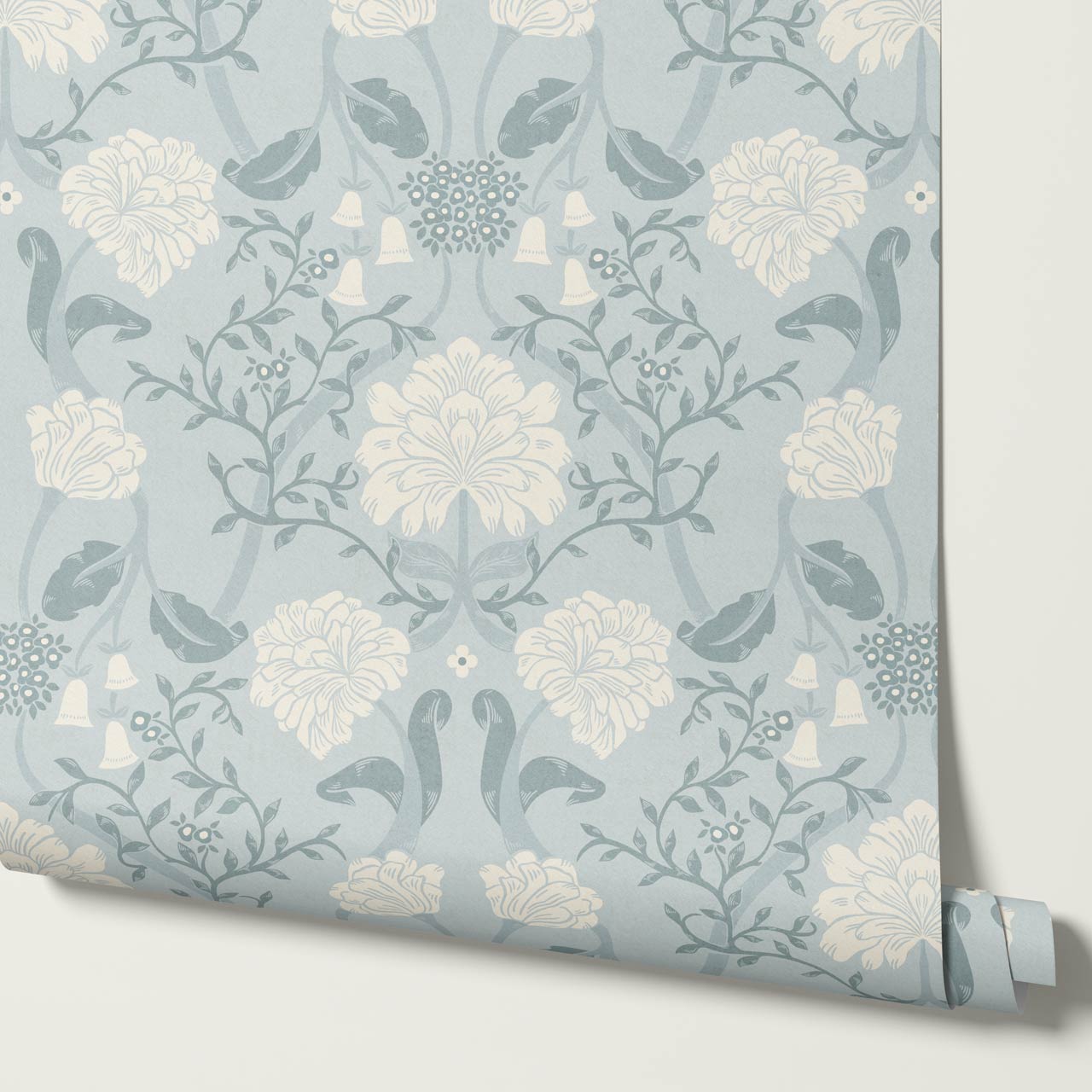Triin Chrysanthemum Floral Sea Glass Cream Wallpaper