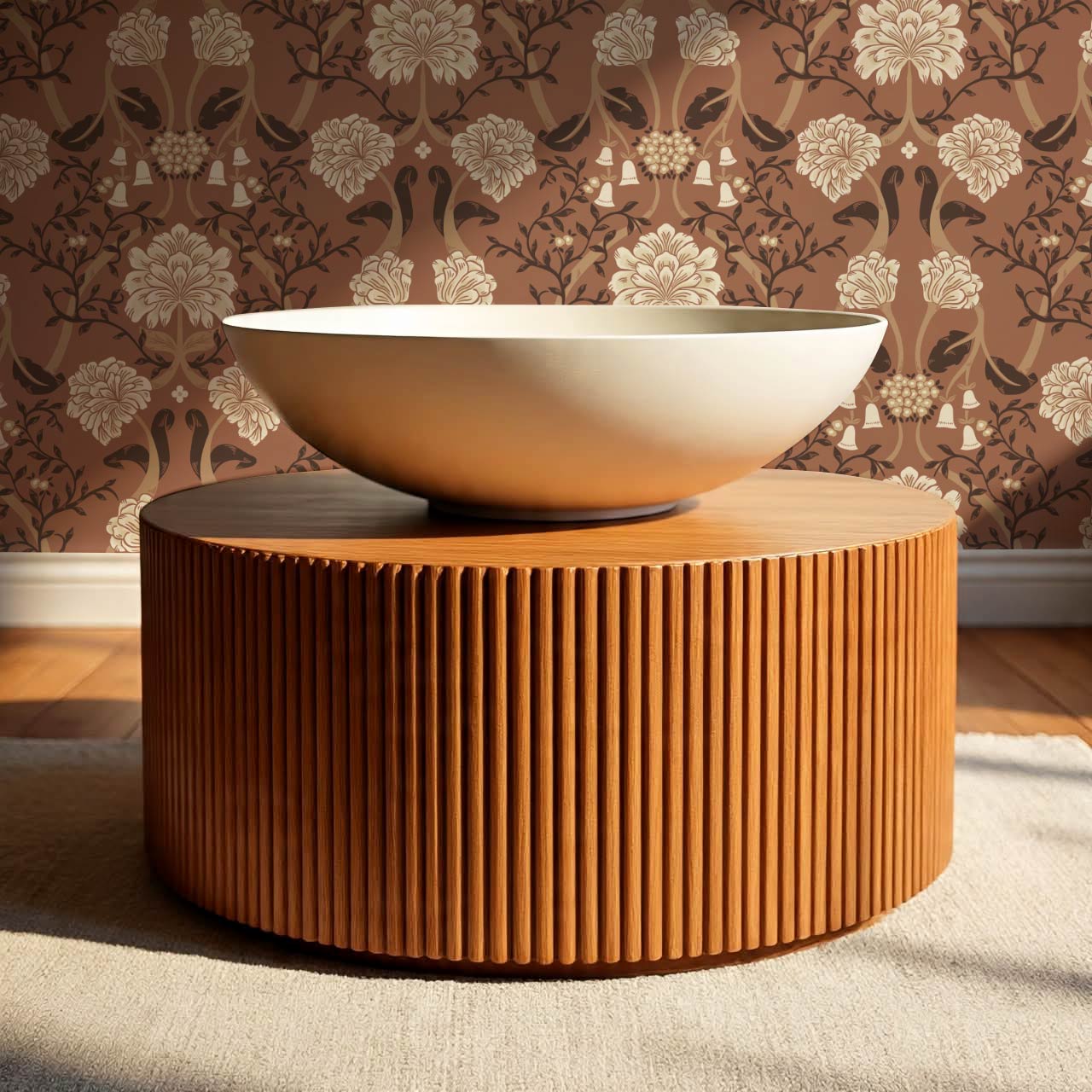 Triin Chrysanthemum Floral Cocoa Cream Wallpaper