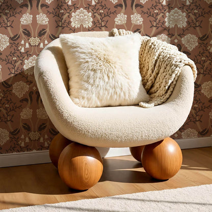 Triin Chrysanthemum Floral Cocoa Cream Wallpaper