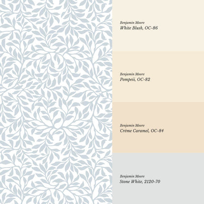Trinidad Winding Foliage Blue White Wallpaper
