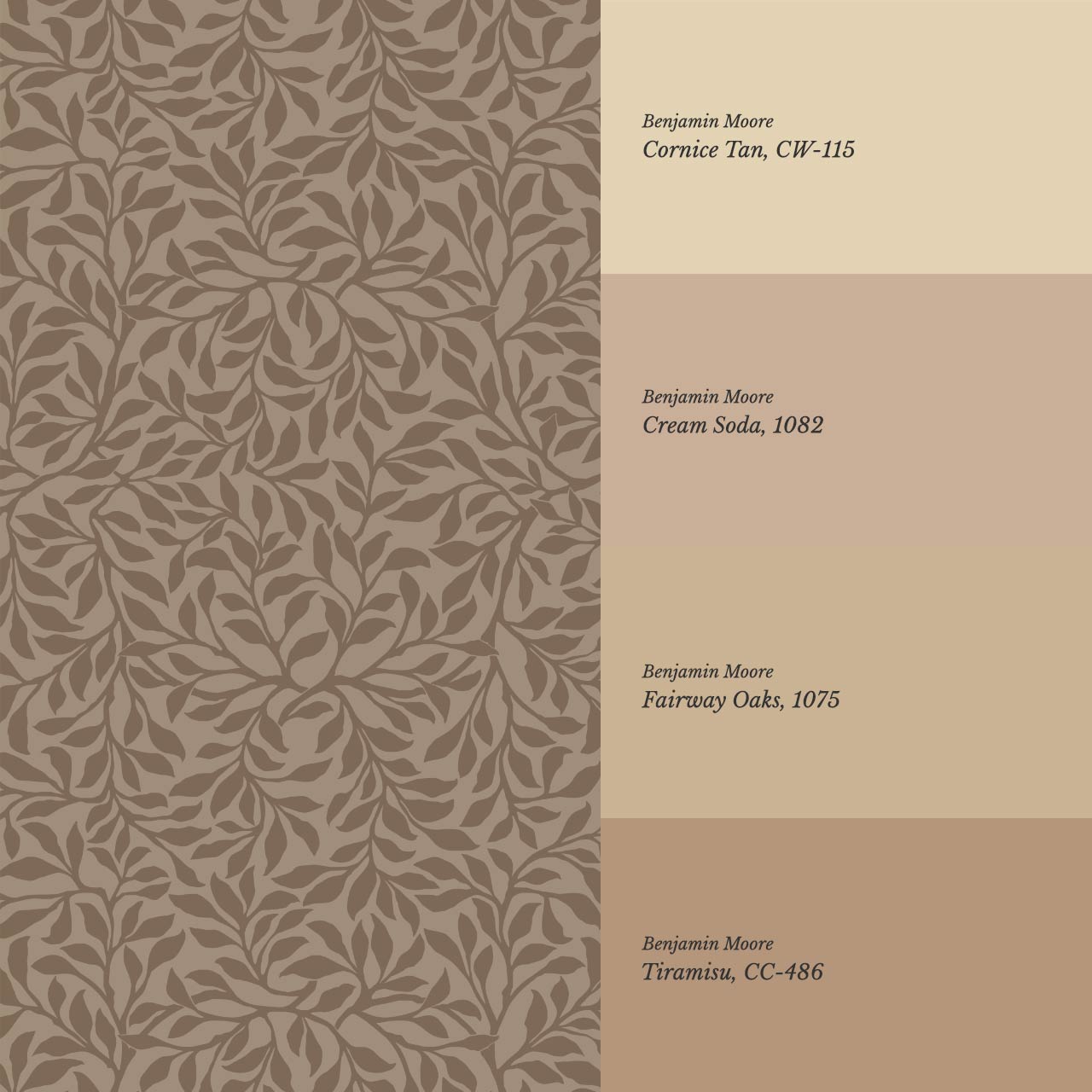 Trinidad Winding Foliage Brown Beige Wallpaper