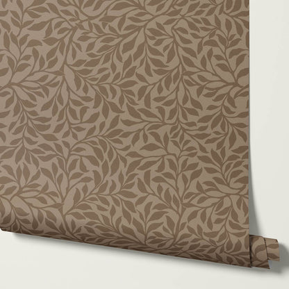 Trinidad Winding Foliage Brown Beige Wallpaper