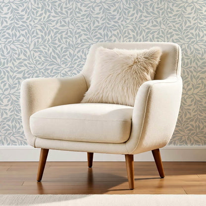 Trinidad Winding Foliage Blue White Wallpaper