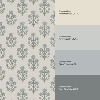 Ava Tulips Blue Gray Wallpaper