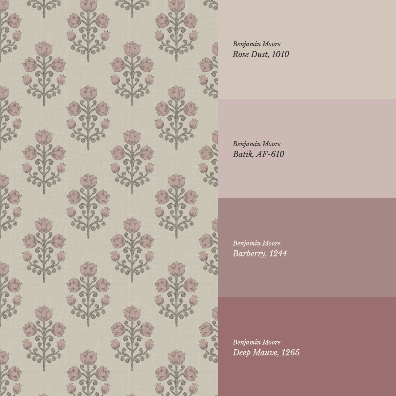 Ava Tulips Smokey Mauve Wallpaper