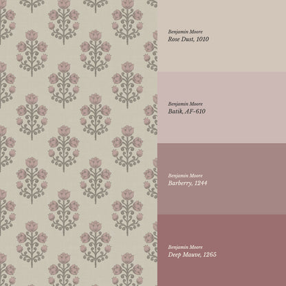 Ava Tulips Smokey Mauve Wallpaper
