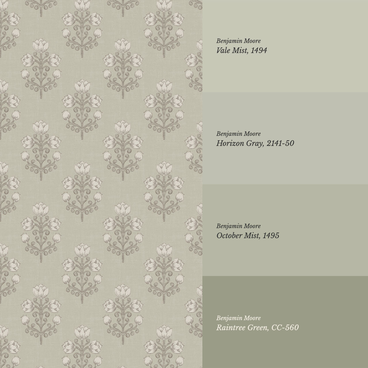 Ava Tulips Smoke Sage Wallpaper