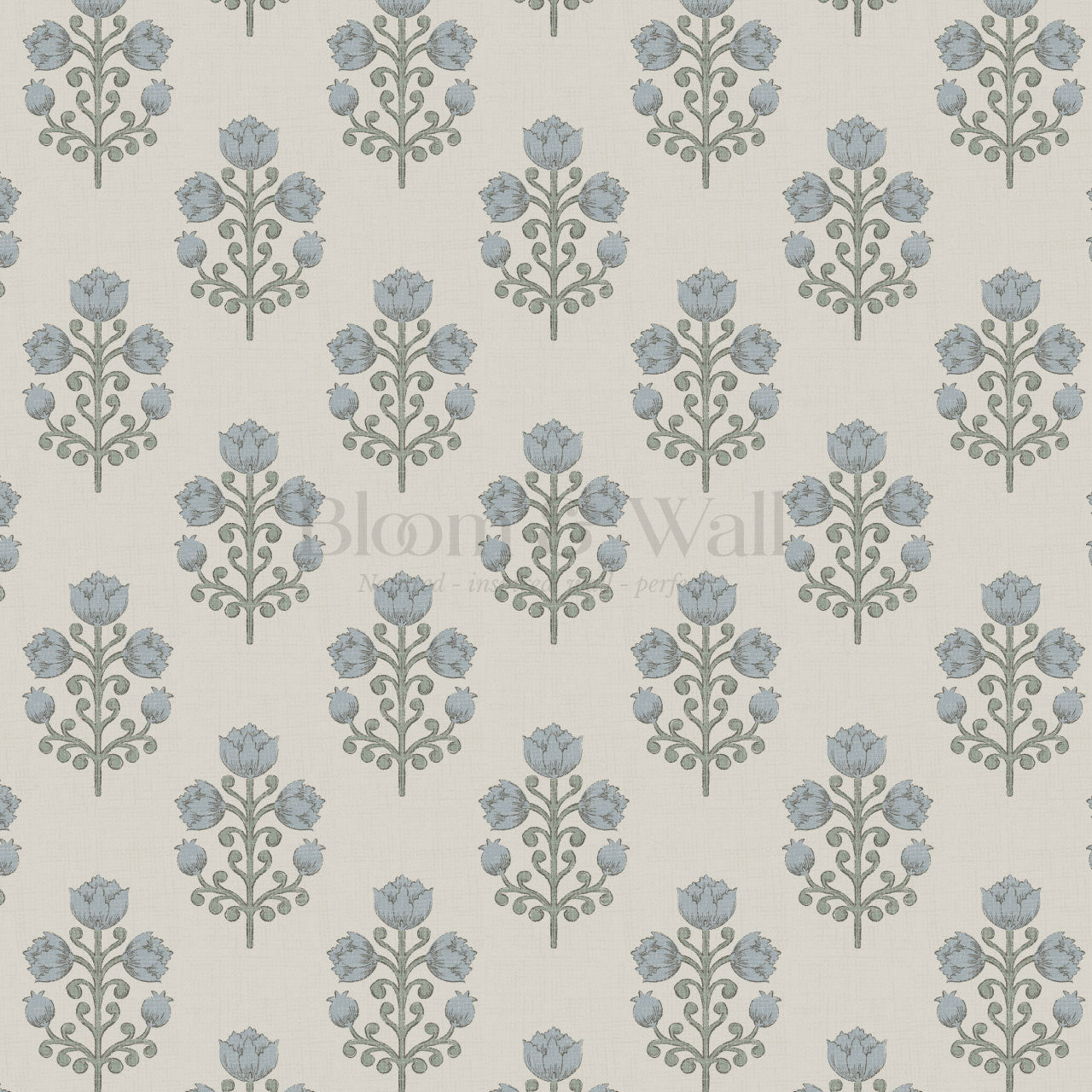 Ava Tulips Blue Gray Wallpaper