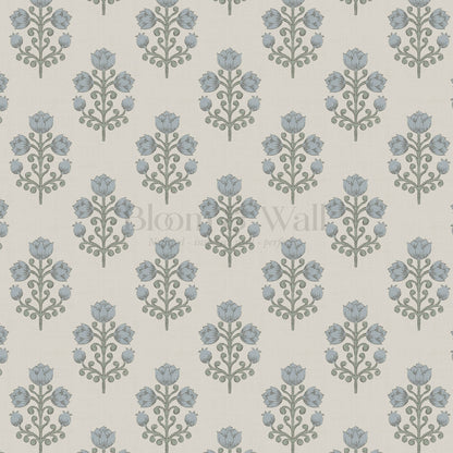 Ava Tulips Blue Gray Wallpaper