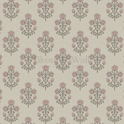 Ava Tulips Smokey Mauve Wallpaper