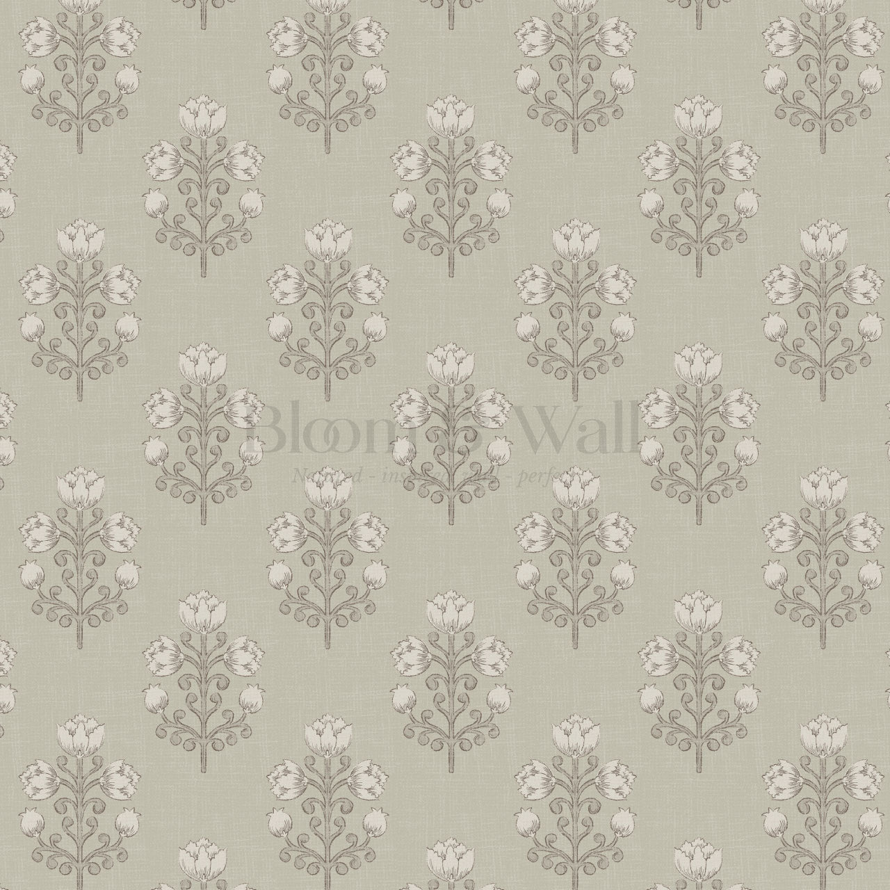 Ava Tulips Smoke Sage Wallpaper