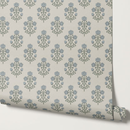 Ava Tulips Blue Gray Wallpaper