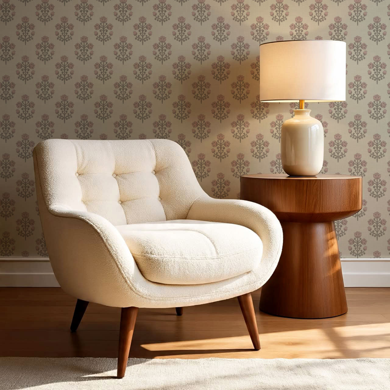 Ava Tulips Smokey Mauve Wallpaper
