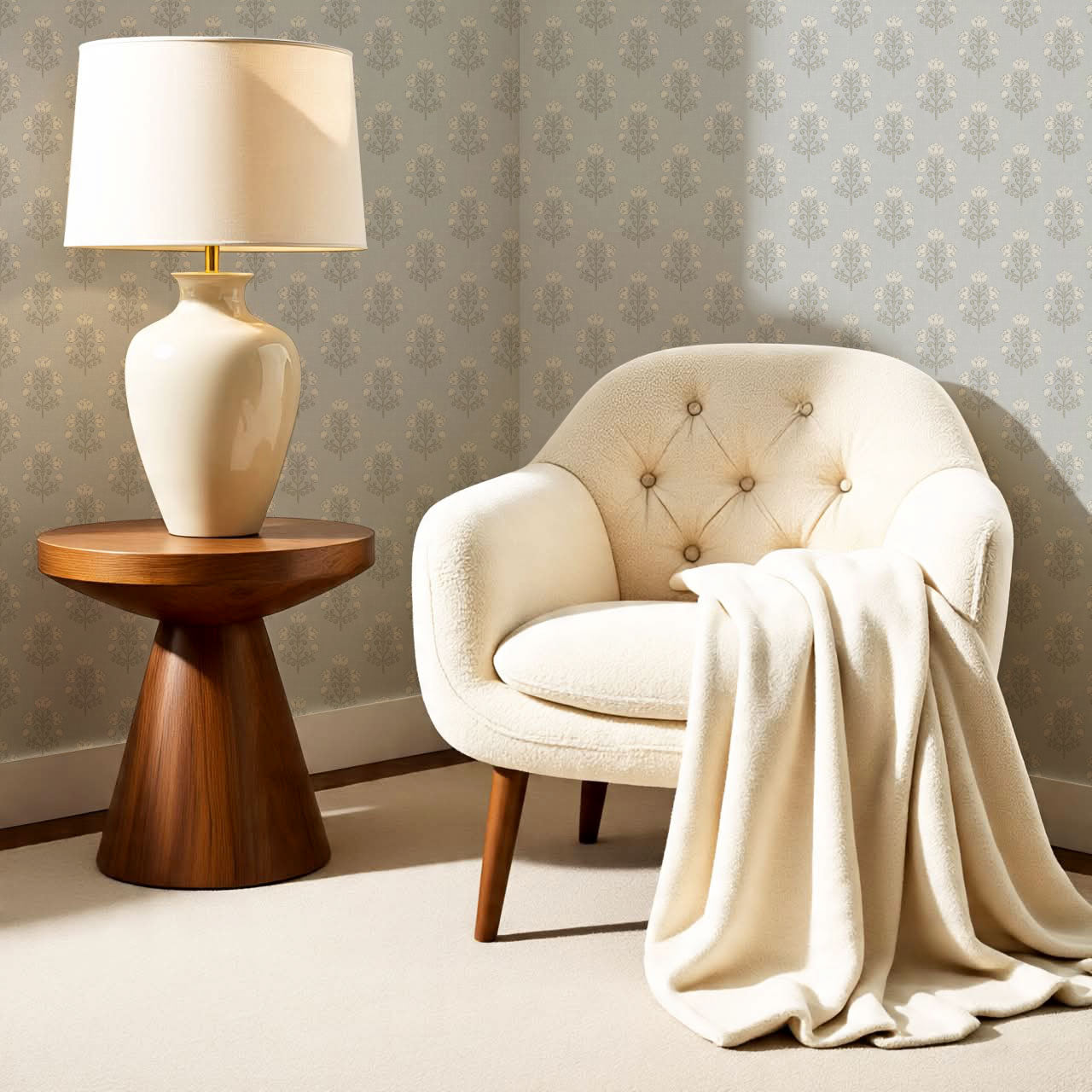 Ava Tulips Pearl Gray Wallpaper