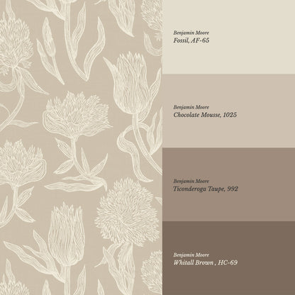 Umbria Trellis Florals Stone Wallpaper