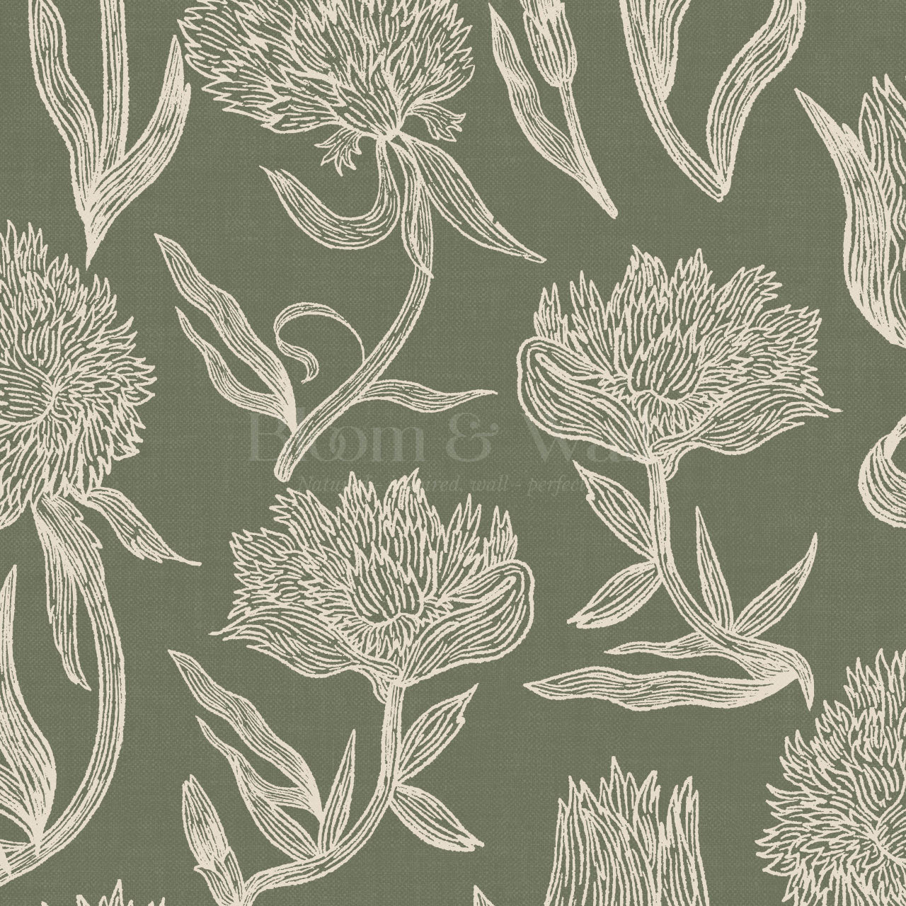 Umbria Trellis Florals Forest Wallpaper