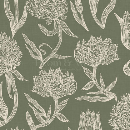 Umbria Trellis Florals Forest Wallpaper
