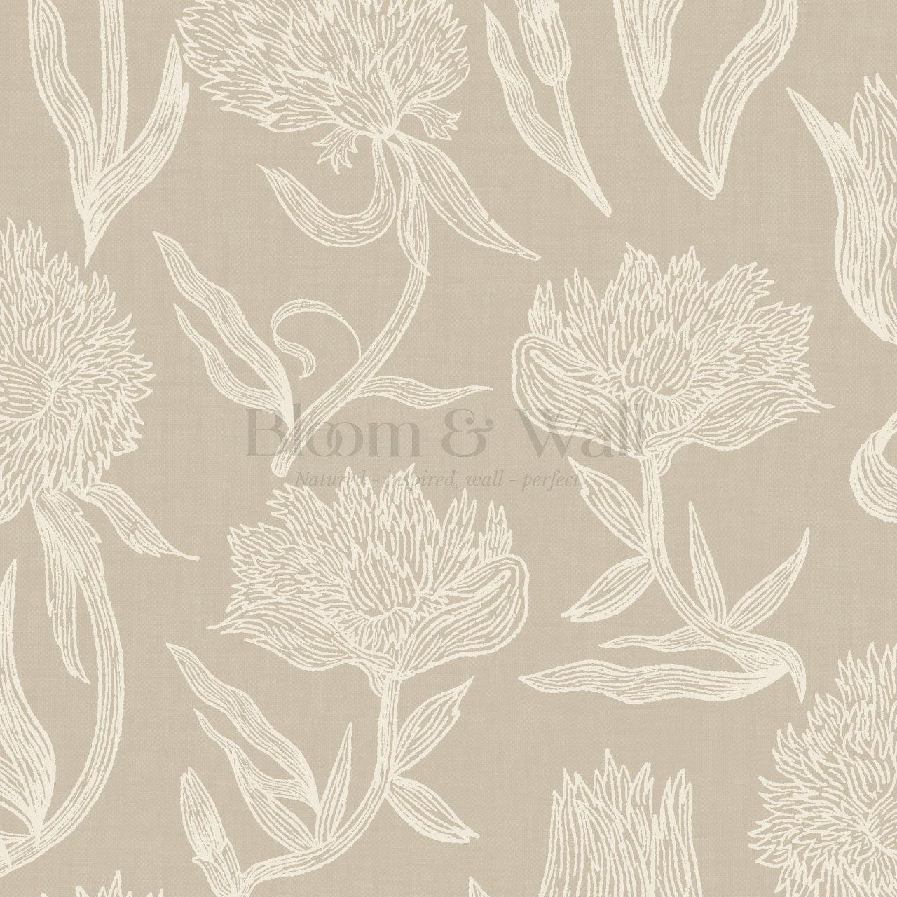 Umbria Trellis Florals Stone Wallpaper
