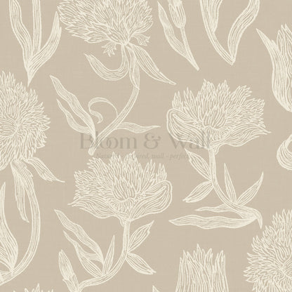 Umbria Trellis Florals Stone Wallpaper