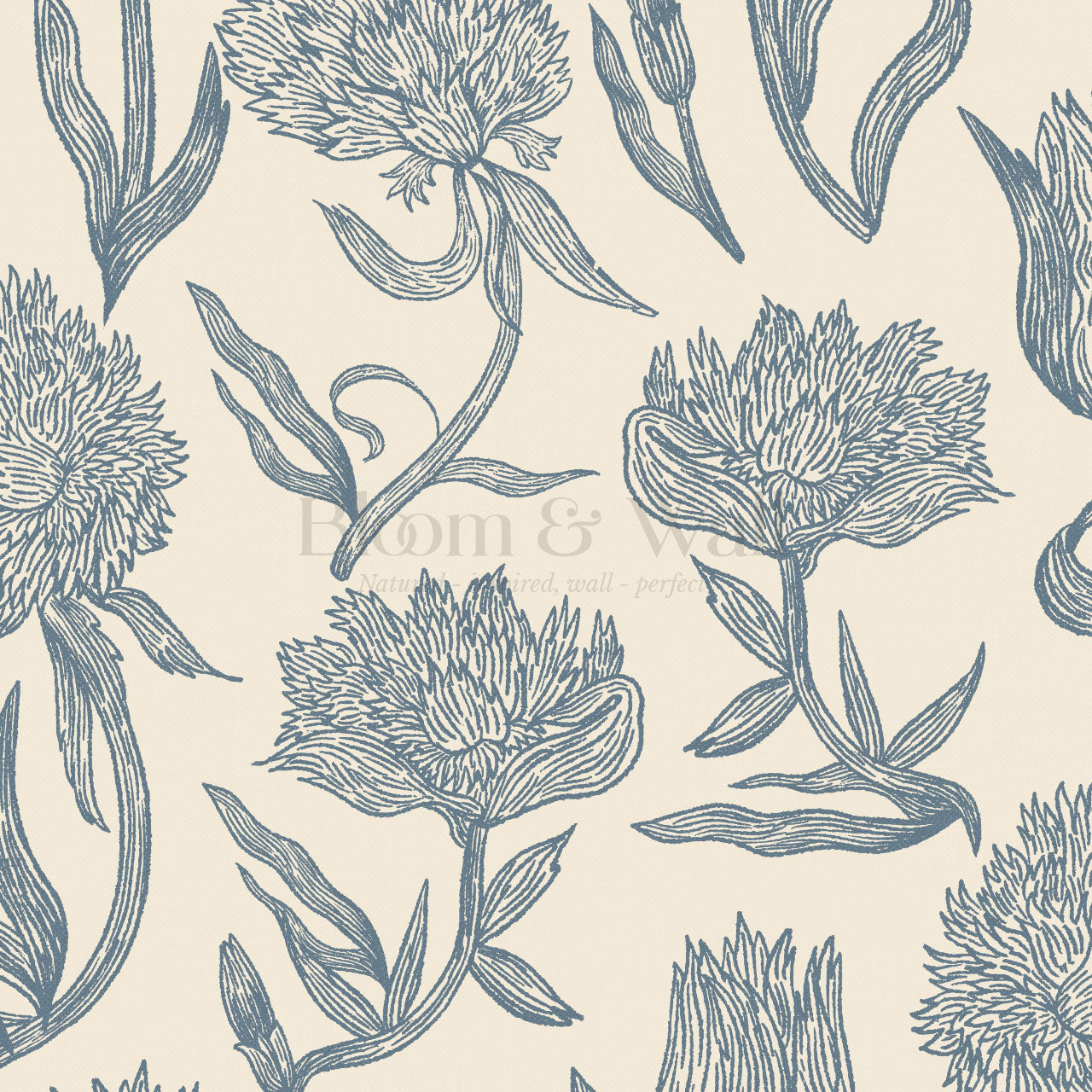 Umbria Trellis Florals Lake Cream Wallpaper