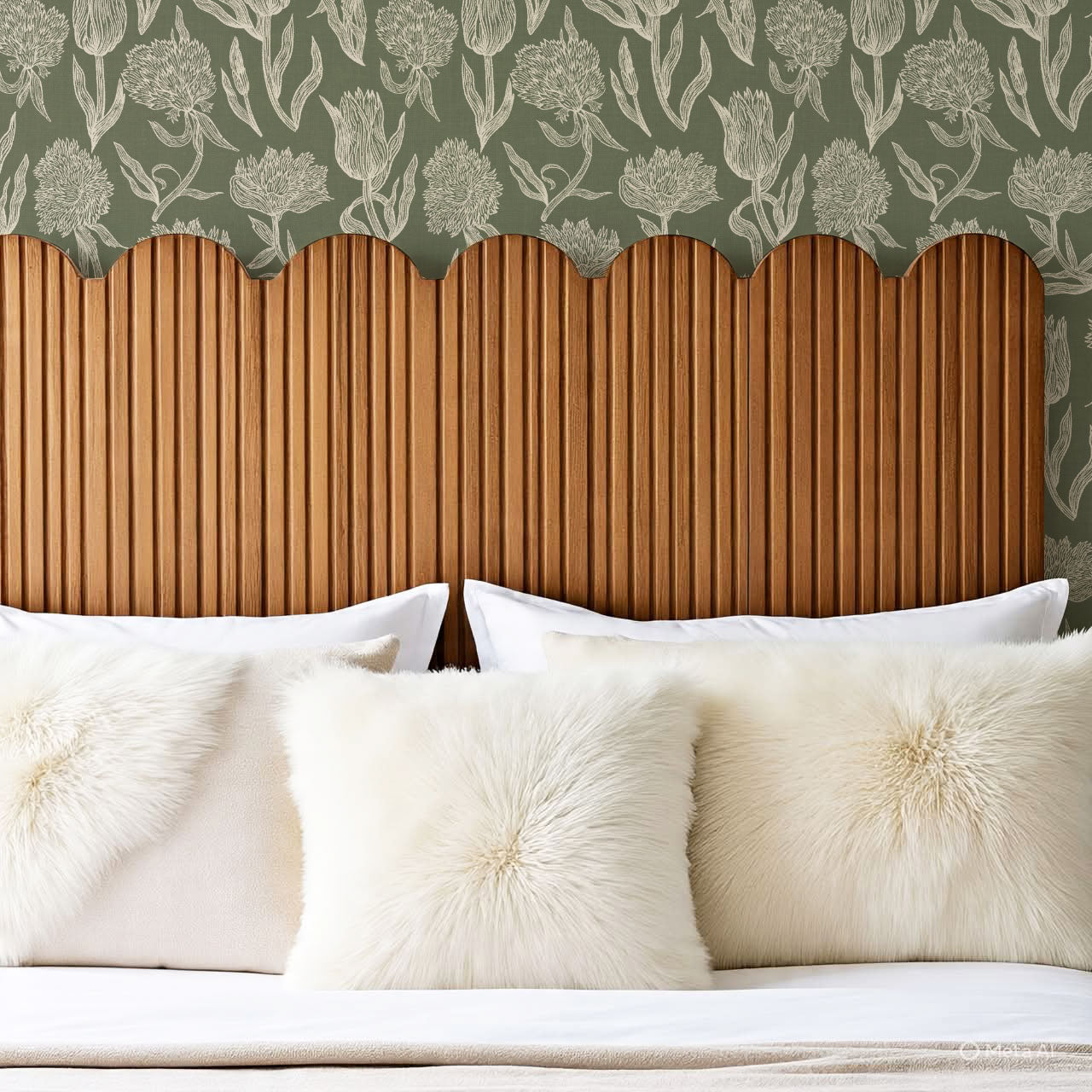 Umbria Trellis Florals Forest Wallpaper